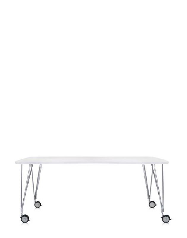 Max - Tisch 190 x 90/73cm auf Rollen / ZINKWEISS Kartell MÄNGELEXEMPLAR